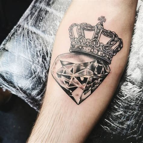 diamond with crown tattoo